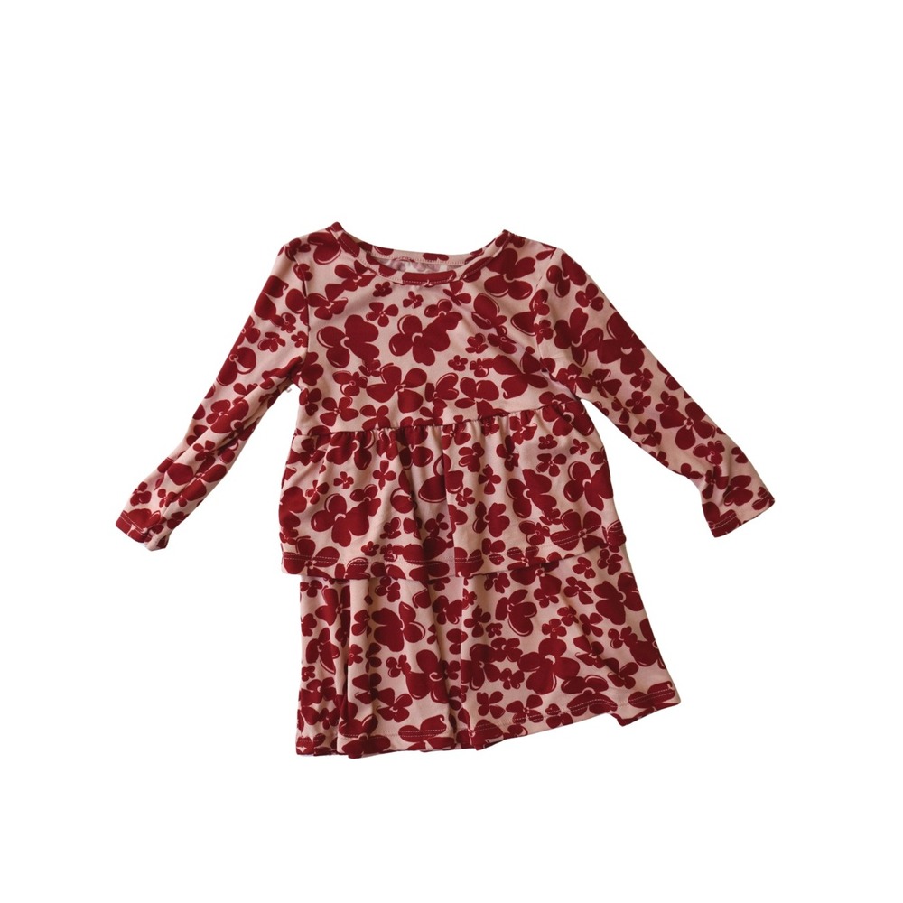 Member's Mark Baby Girls Red Pink Floral Tiered Knit Dress 18M 4384SMF33A